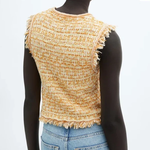 Mango Yellow Tweed Top and Cardigan Set - Picture 5 of 6